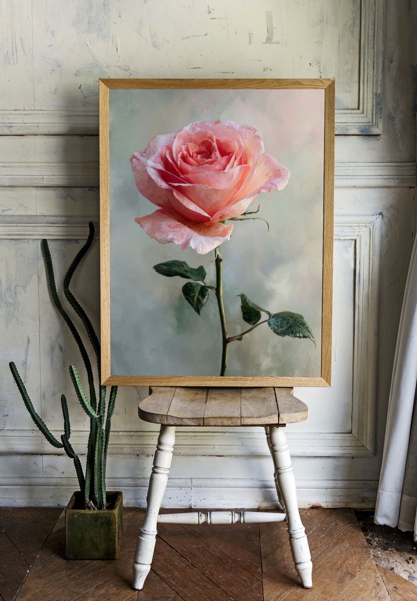 Pink Rose Watercolor Poster room preview