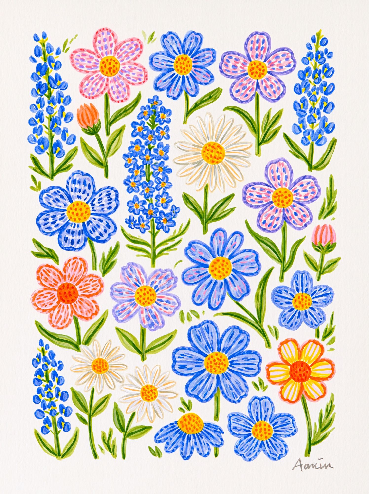 Wildflower Bouquet Watercolor Print. poster — botanical art