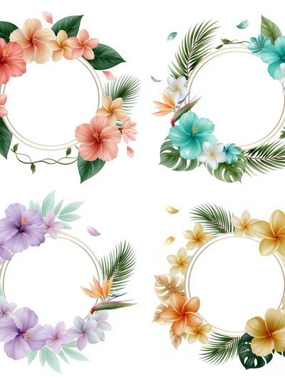 Tropical Floral Wreath Print. poster