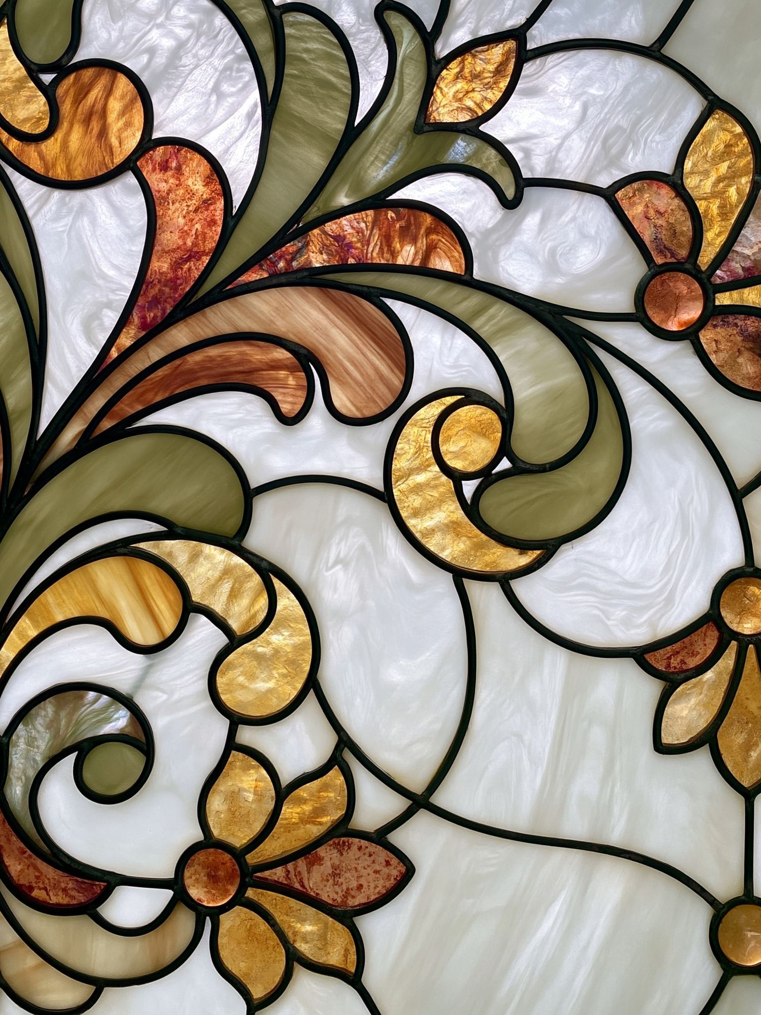 Stained Glass Floral Scroll Poster. poster detail