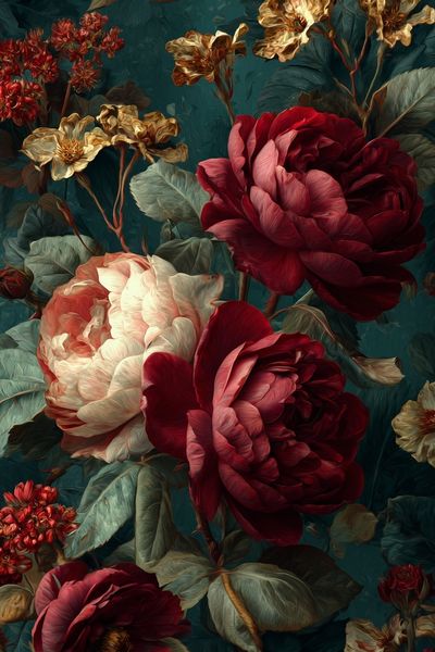 Velvet Peonies Botanical Print. poster