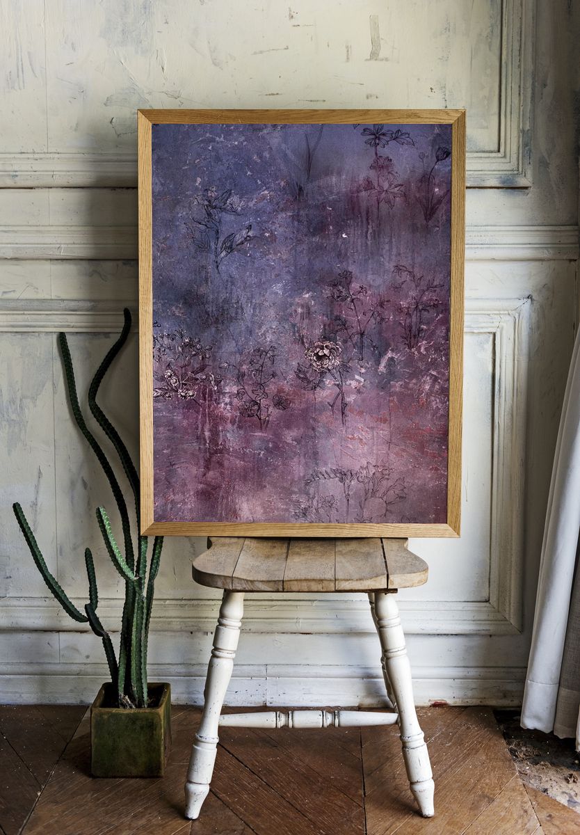 Old grungy floral background texture. room preview