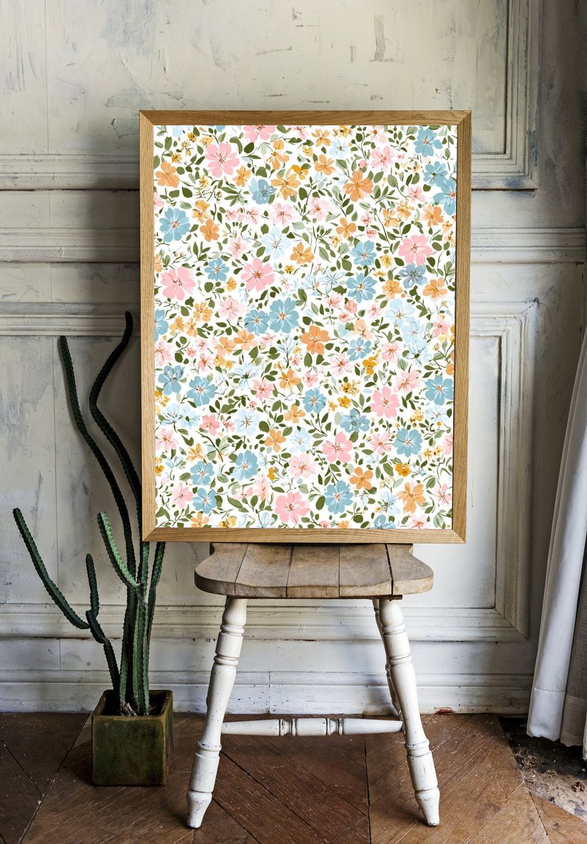 Pastel Wildflower Botanical Print. — room view 1