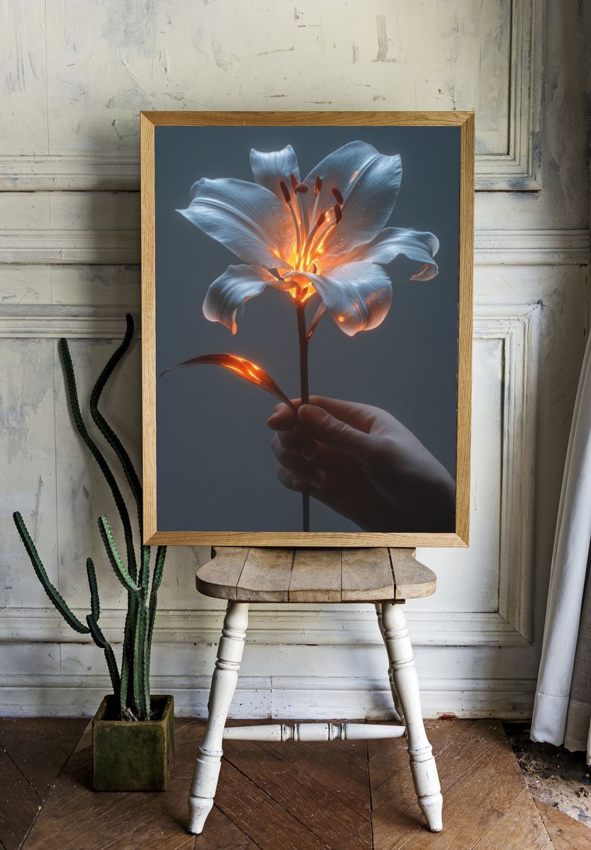 Glowing Lily Fine-Art Print. room preview