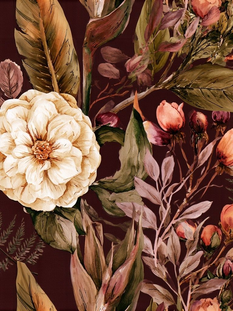 Autumn Floral Watercolor Print. poster detail