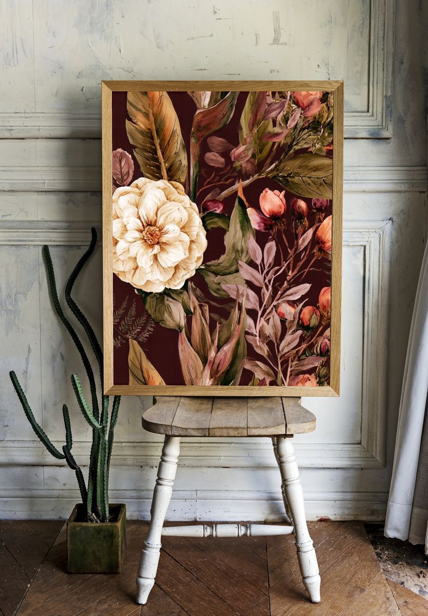Autumn Floral Watercolor Print. — room view 1