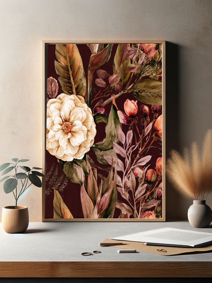 Autumn Floral Watercolor Print. — room view 2
