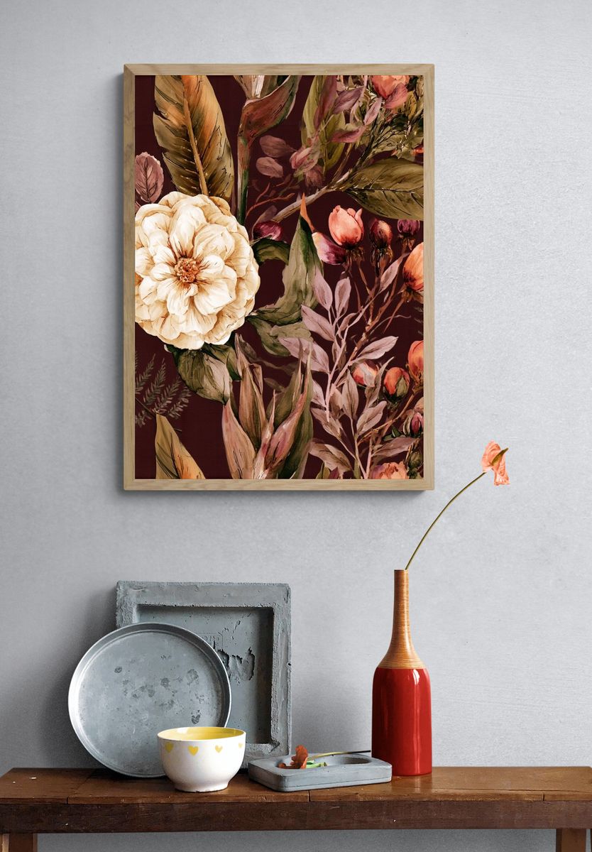 Autumn Floral Watercolor Print. — room view 3