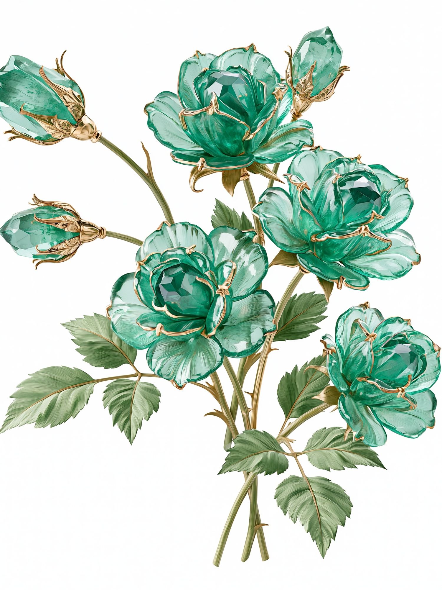 Emerald Rose Botanical Print. poster — botanical art