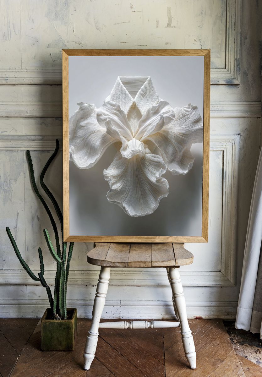 White Orchid Sculpture Print. room preview