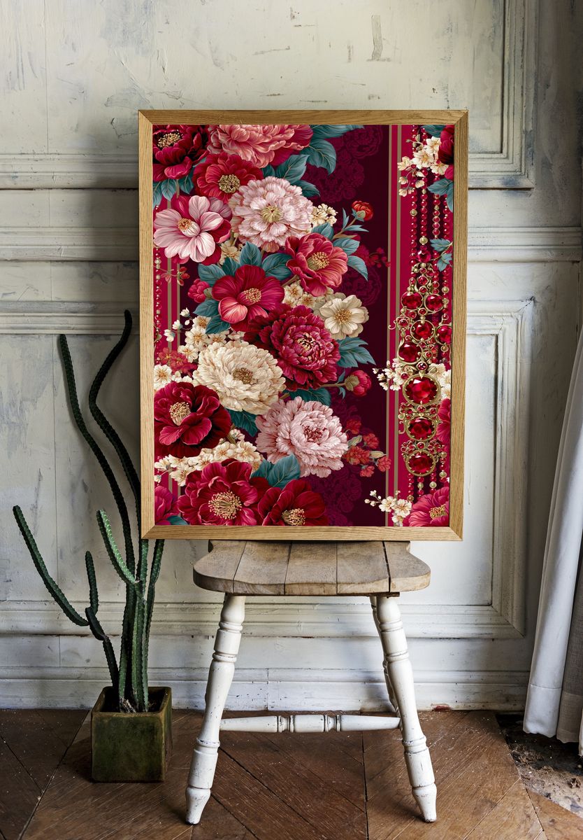 Velvet Floral Jewel Poster. — room view 1