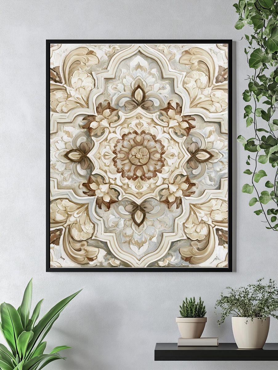Ornate Floral Medallion Print. — room view 4