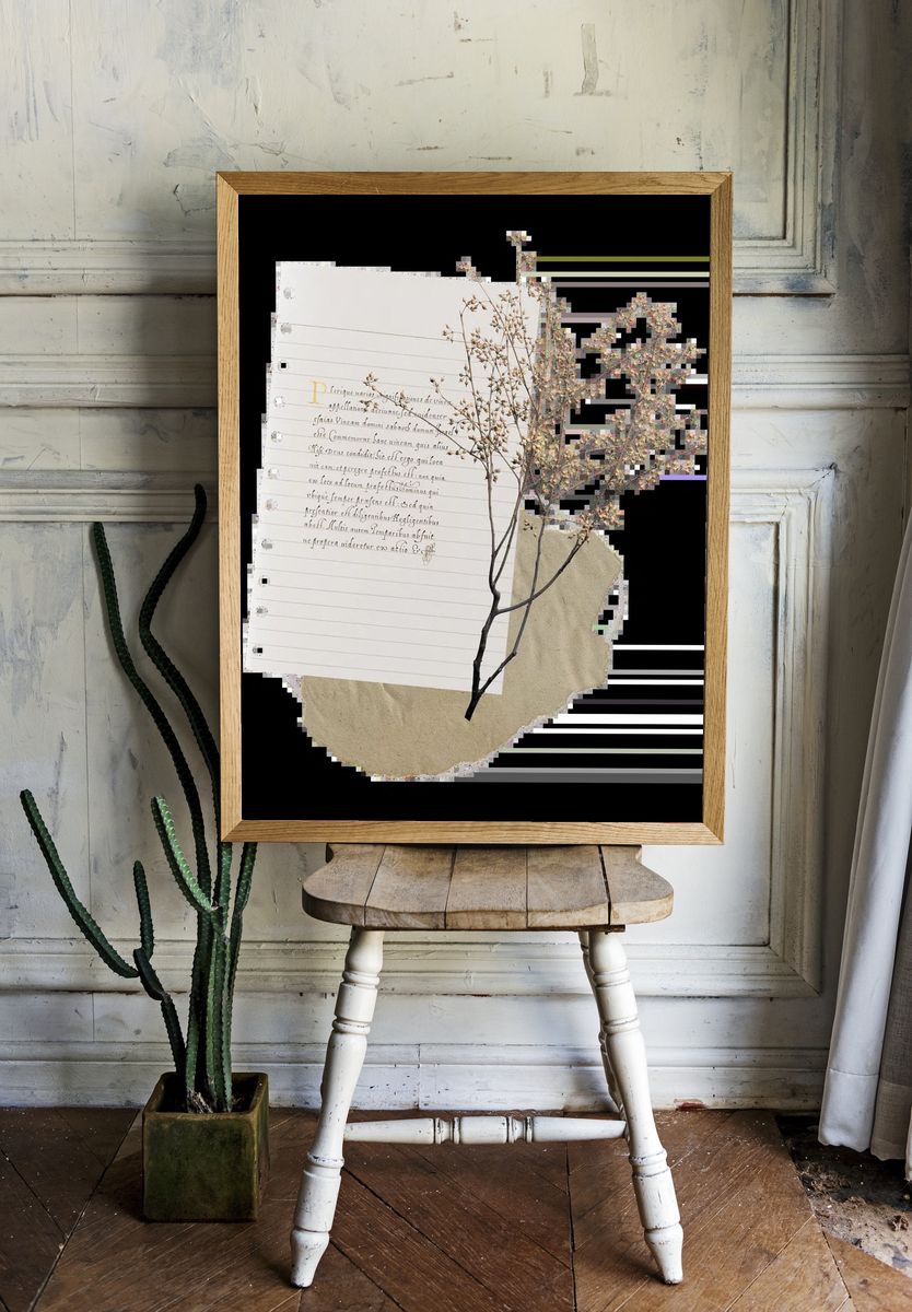 Multicolored flower illustration. Original public. room preview