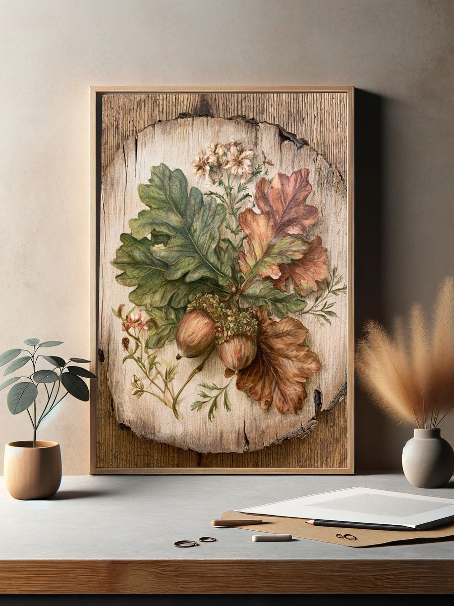 Oak Leaf Botanical Print. — room view 2