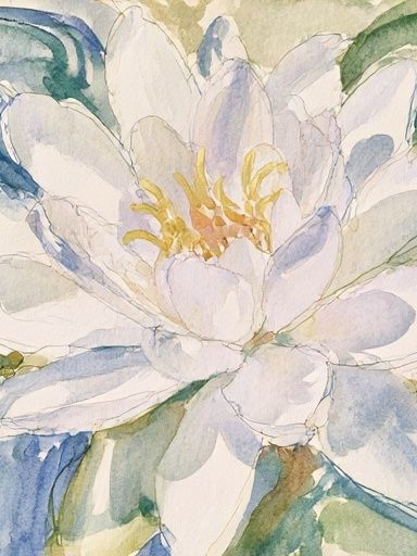 White Watercolor Flower Print. poster detail