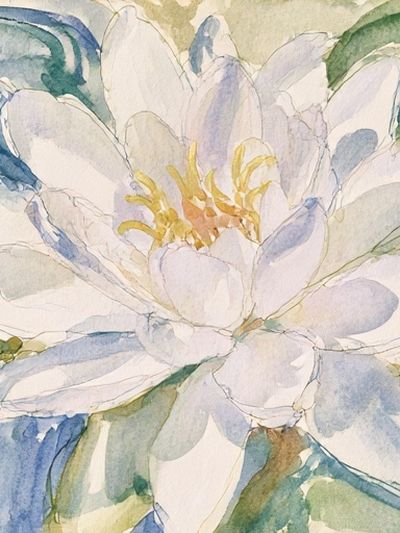 White Watercolor Flower Print. poster