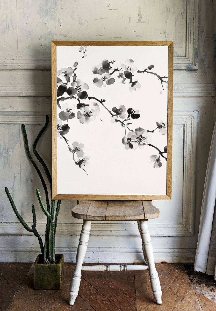 Cherry Blossom Ink Poster. — room view 1
