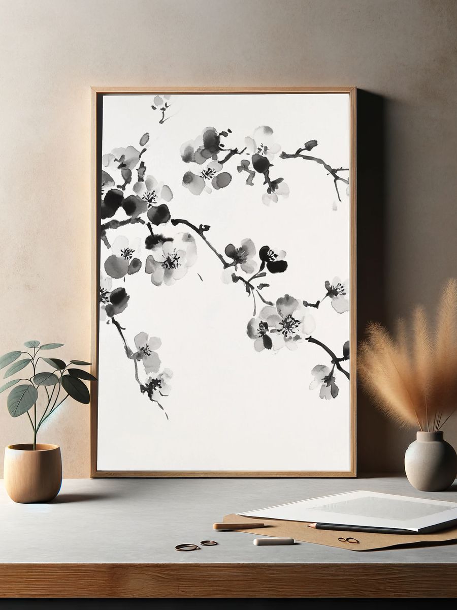 Cherry Blossom Ink Poster. — room view 2