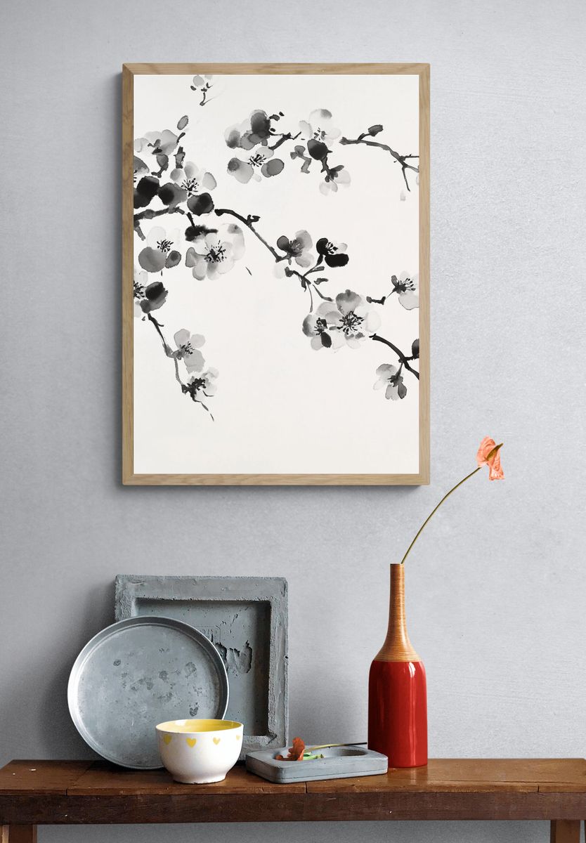 Cherry Blossom Ink Poster. — room view 3