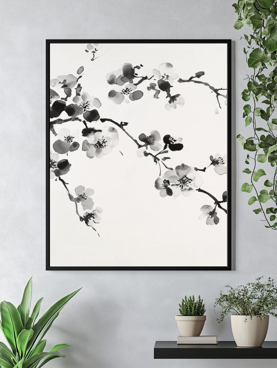 Cherry Blossom Ink Poster. — room view 4