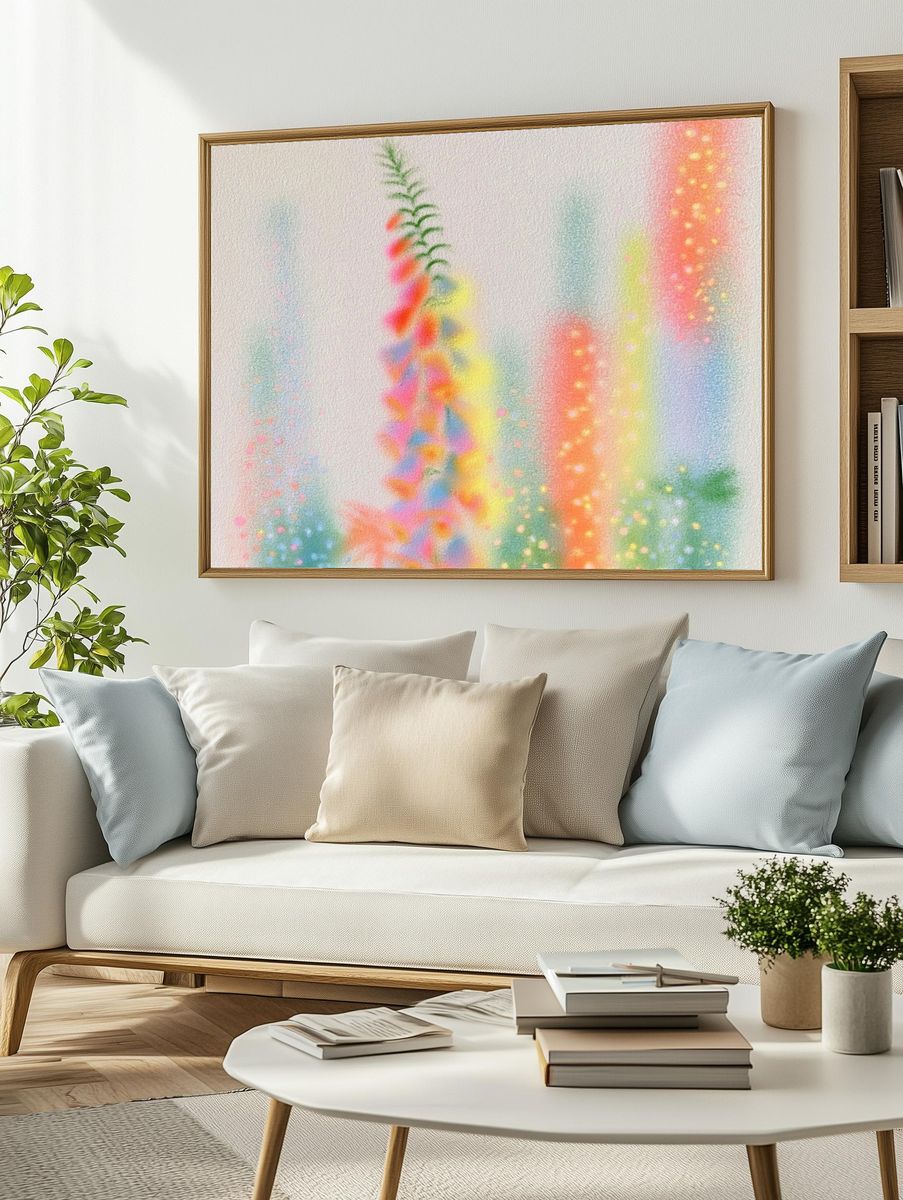 Dreamy Floral Glow Illustration Poster. — room view 2