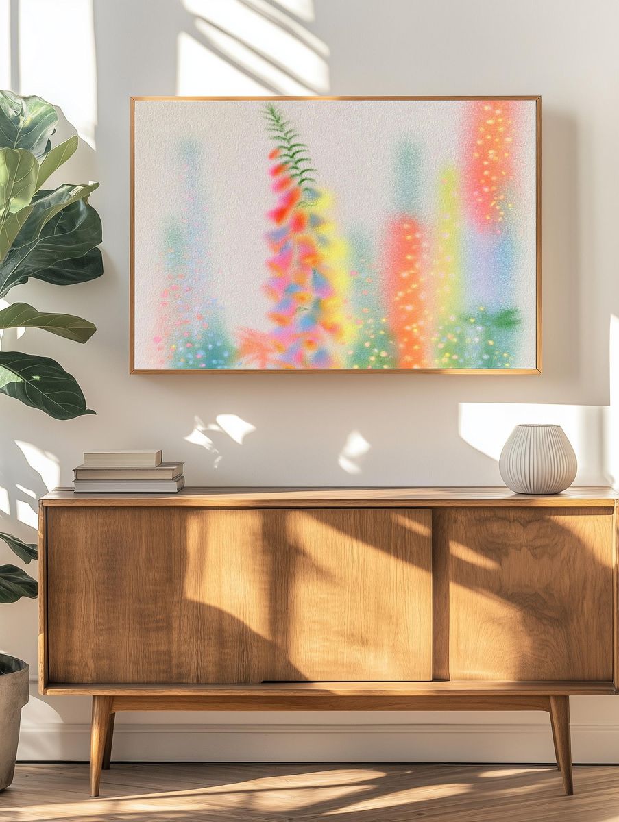 Dreamy Floral Glow Illustration Poster. — room view 3