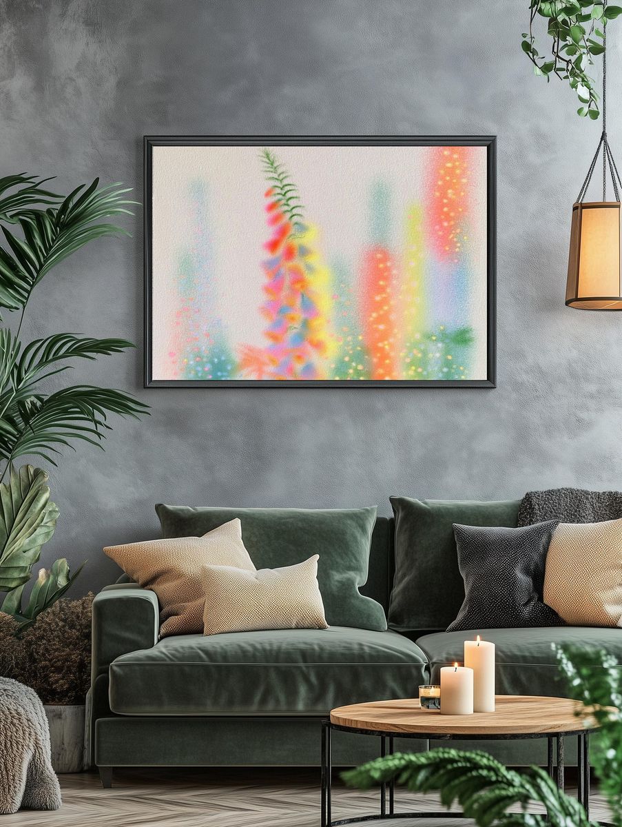 Dreamy Floral Glow Illustration Poster. — room view 4