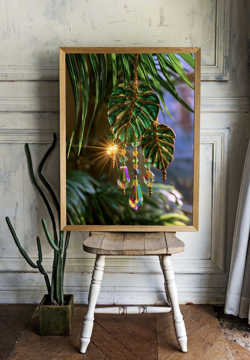 Tropical Leaf Crystal Ornament Poster. room preview