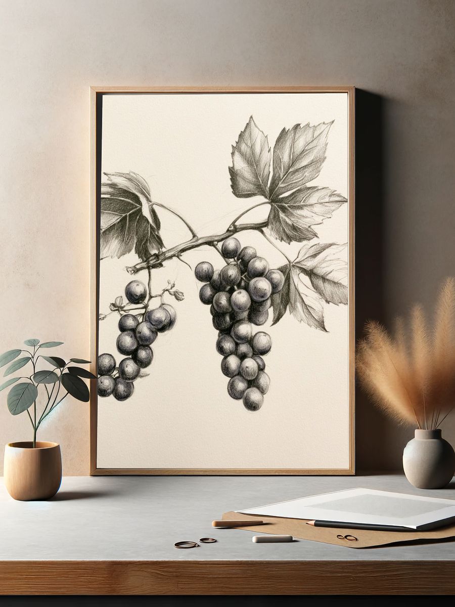 Grapevine Botanical Sketch Poster. — room view 2