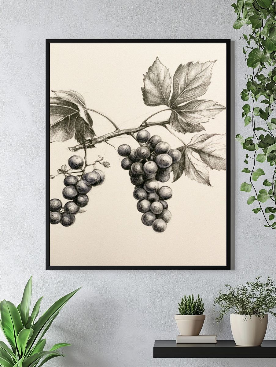 Grapevine Botanical Sketch Poster. — room view 4