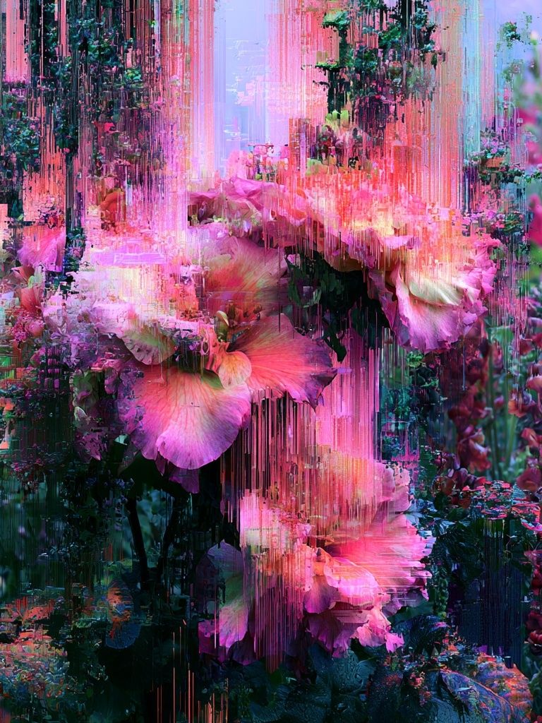 Glitch Bloom Garden Print. poster detail