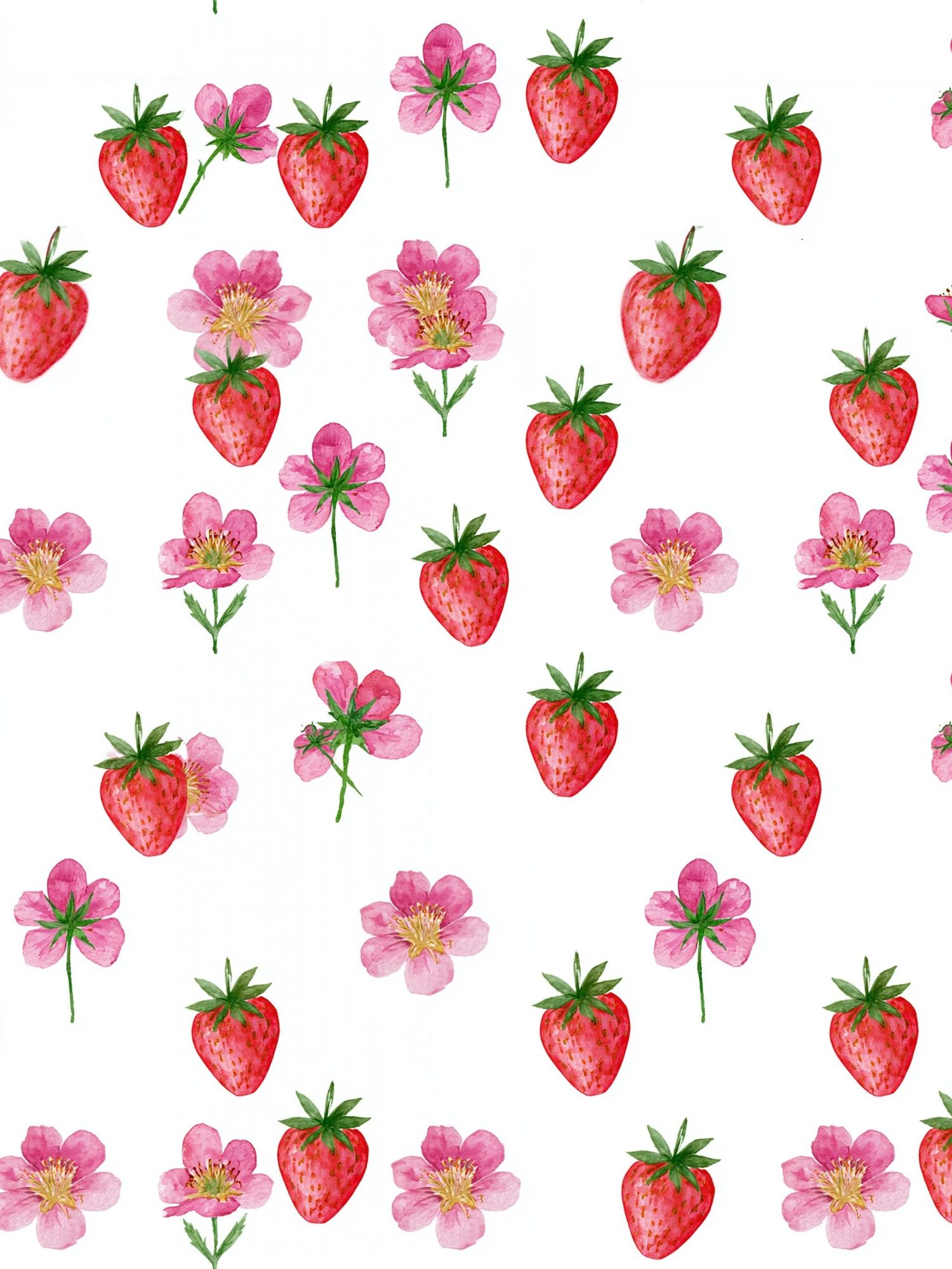 Strawberry Blossom Pattern Print. poster detail