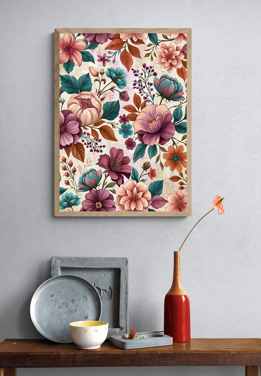 Vintage Floral Garden Poster. — room view 3