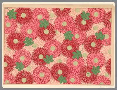 Blad met patroon van chrysanten. poster