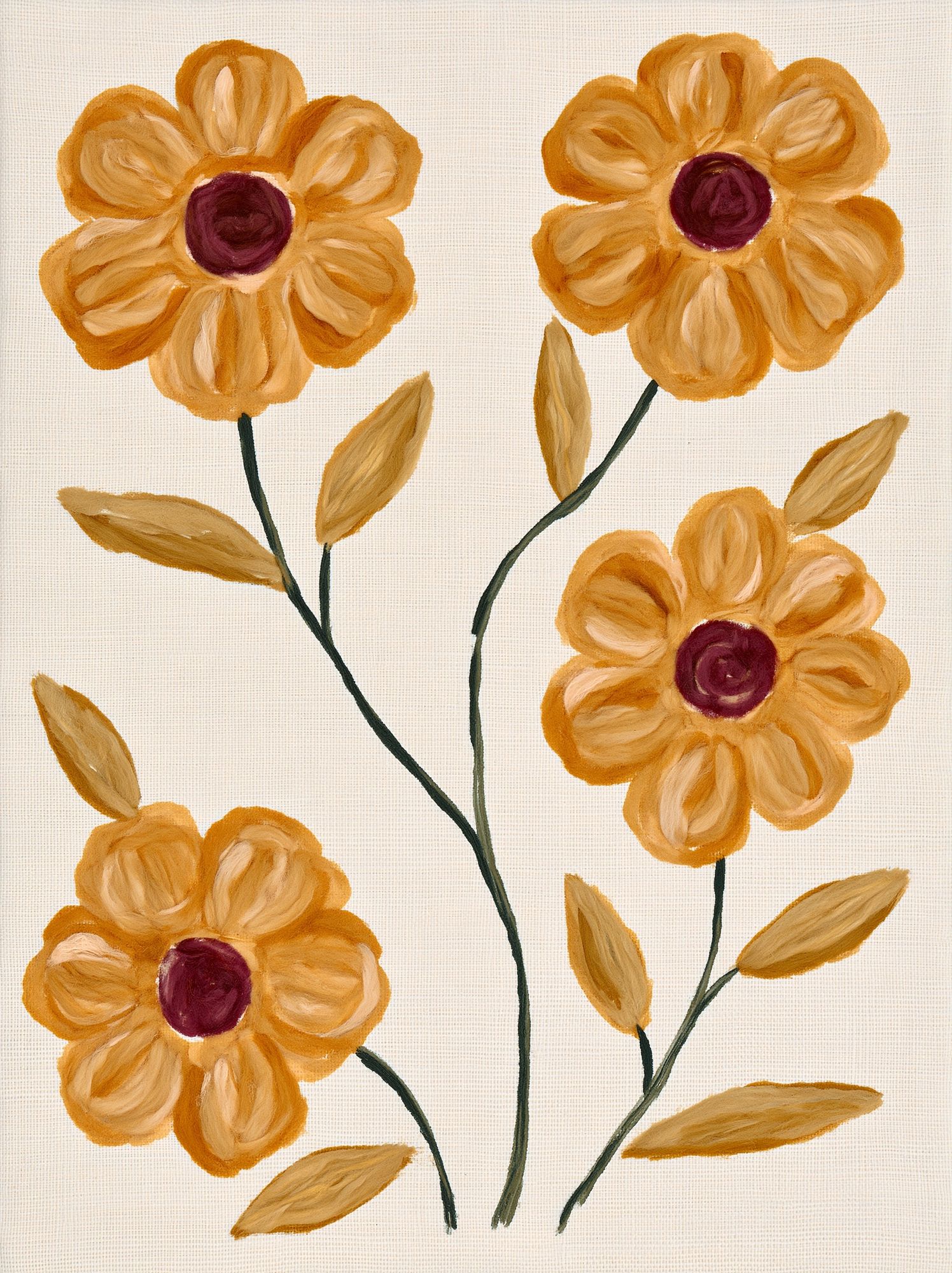 Golden Floral Botanical Print. poster — botanical art