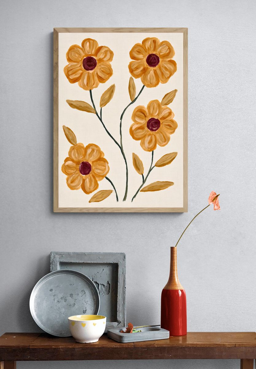 Golden Floral Botanical Print. — room view 3