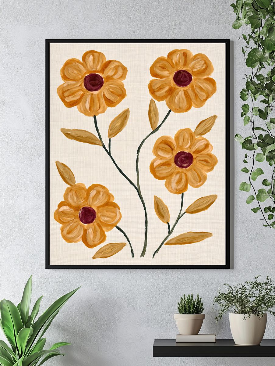 Golden Floral Botanical Print. — room view 4