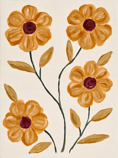 Golden Floral Botanical Print. poster