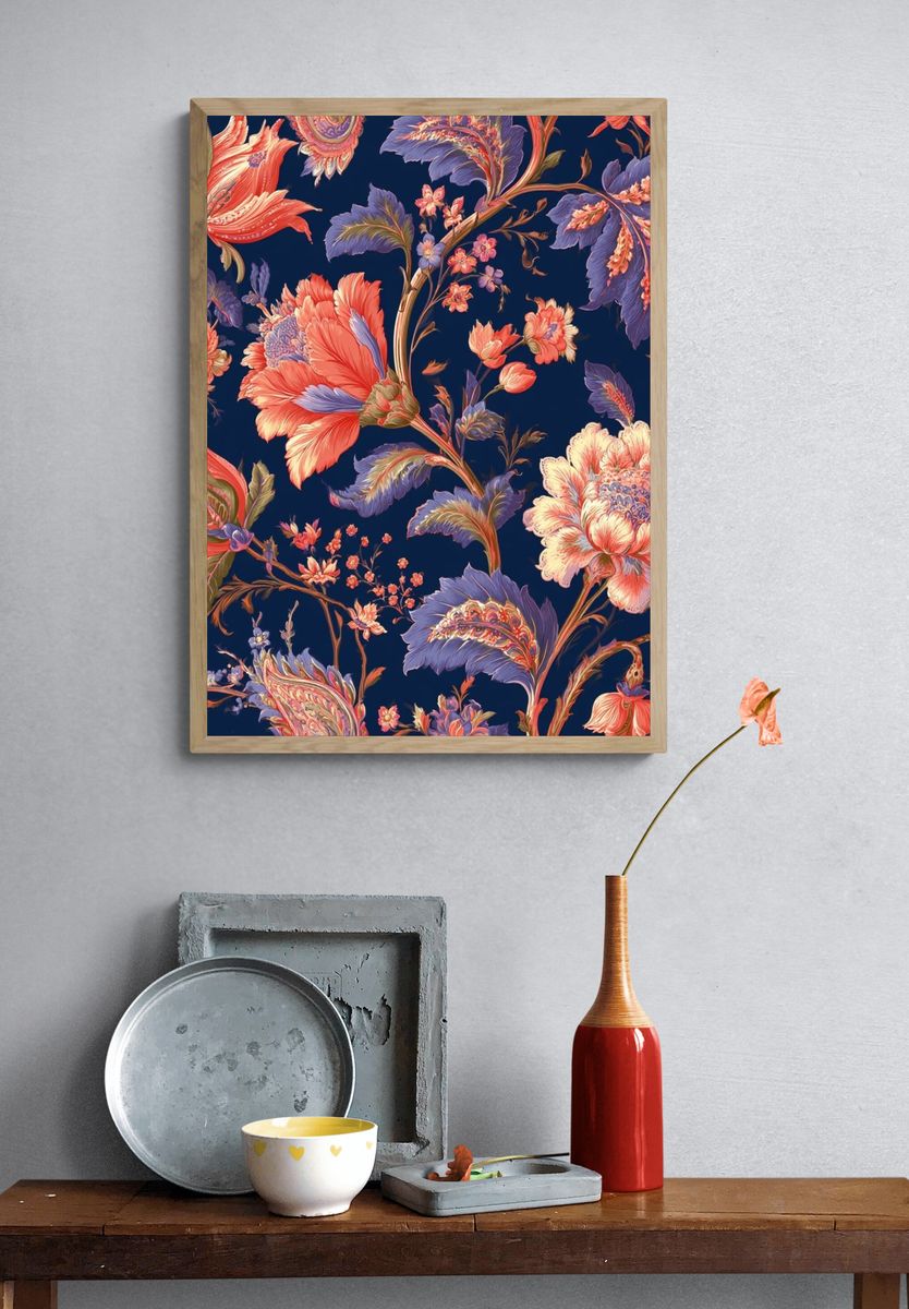 Floral Damask Botanical Print. — room view 3