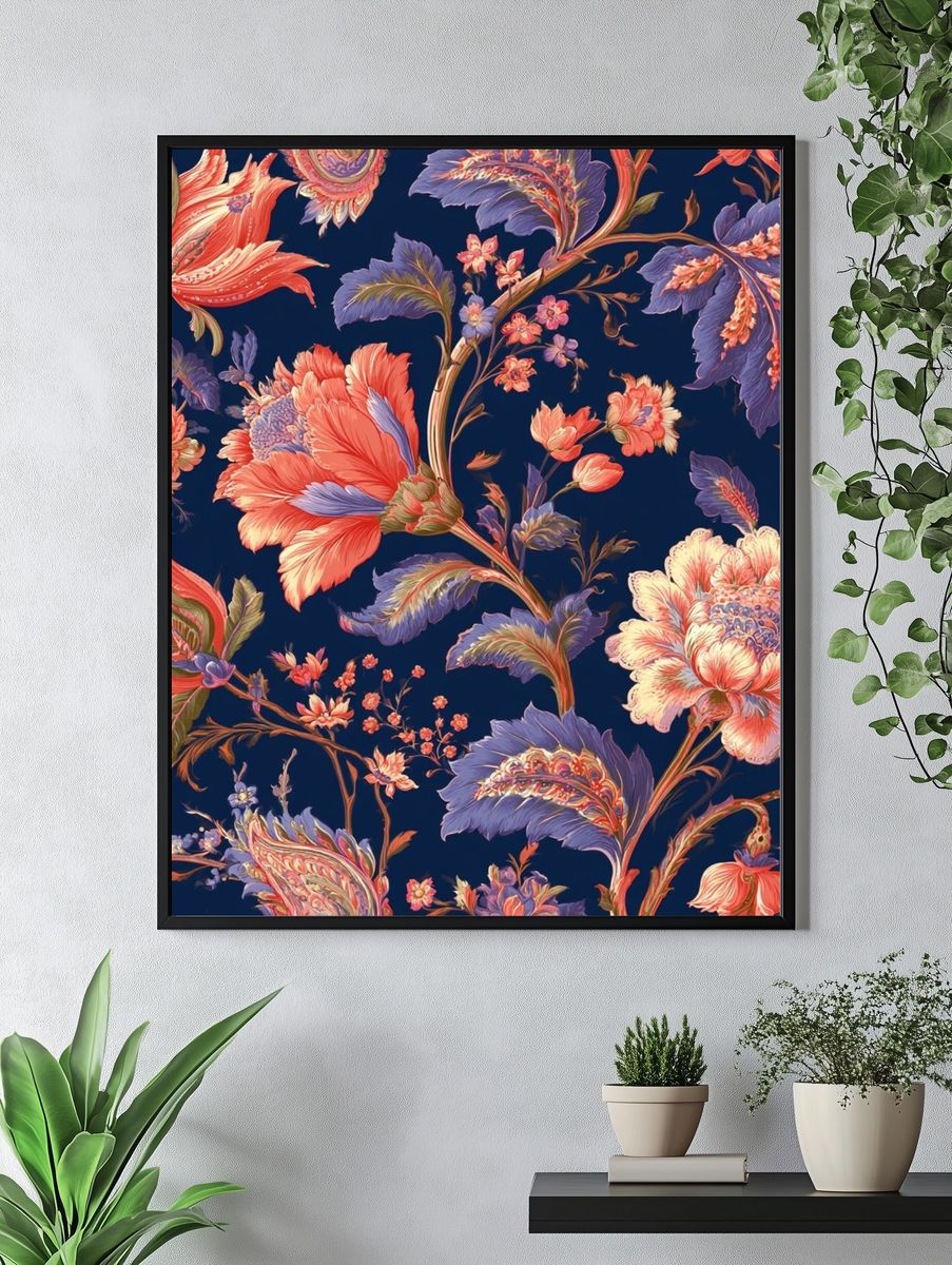 Floral Damask Botanical Print. — room view 4