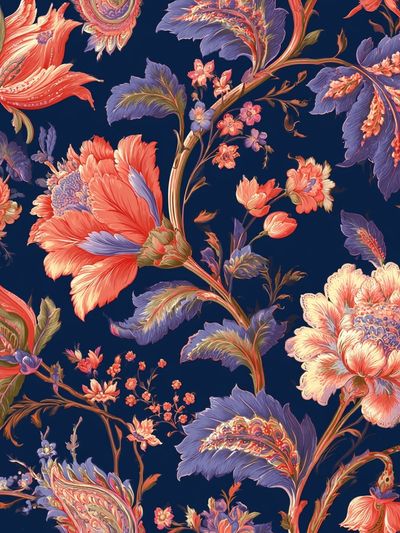 Floral Damask Botanical Print. poster