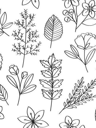 Seamless flower and leaves pattern. poster print