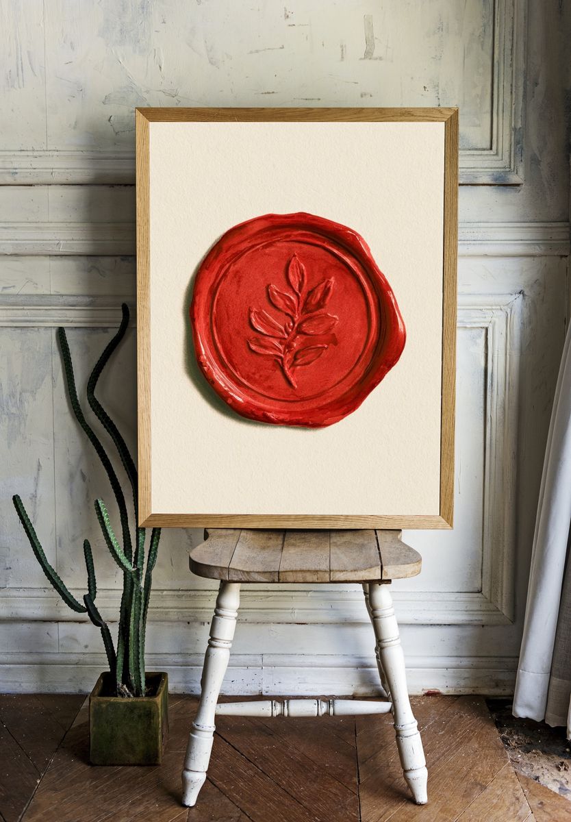 Red Wax Seal Botanical Print. — room view 1