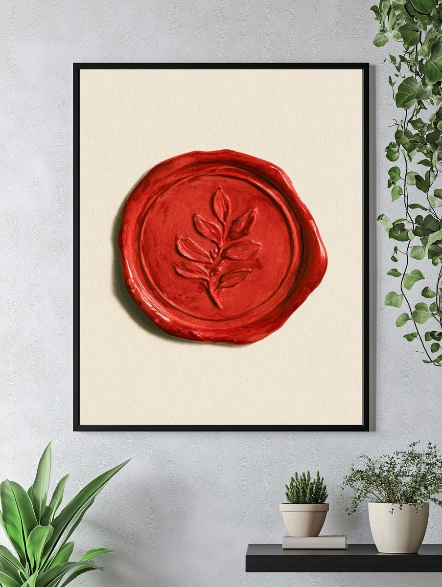 Red Wax Seal Botanical Print. — room view 4