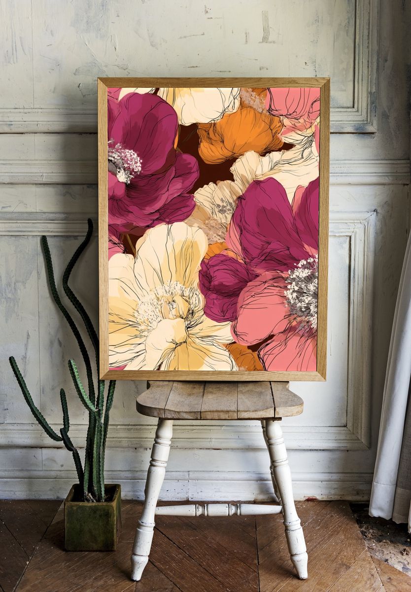 Floral Bloom Illustration Poster. — room view 1