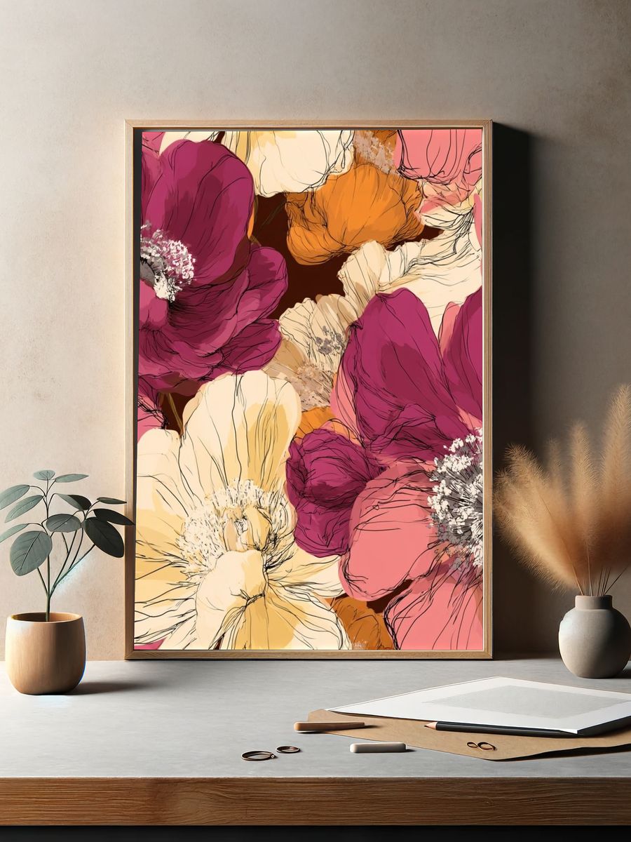 Floral Bloom Illustration Poster. — room view 2