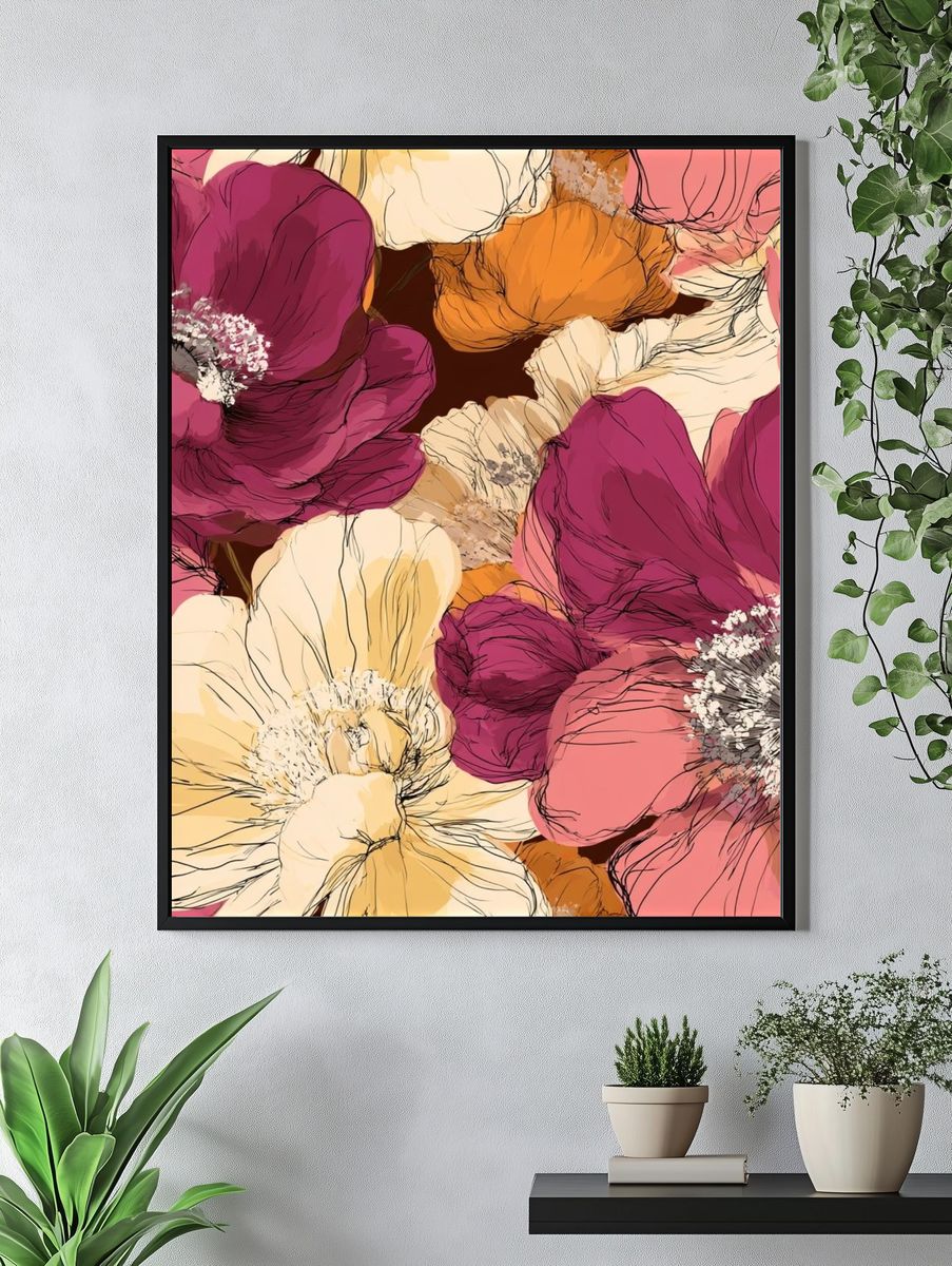 Floral Bloom Illustration Poster. — room view 4