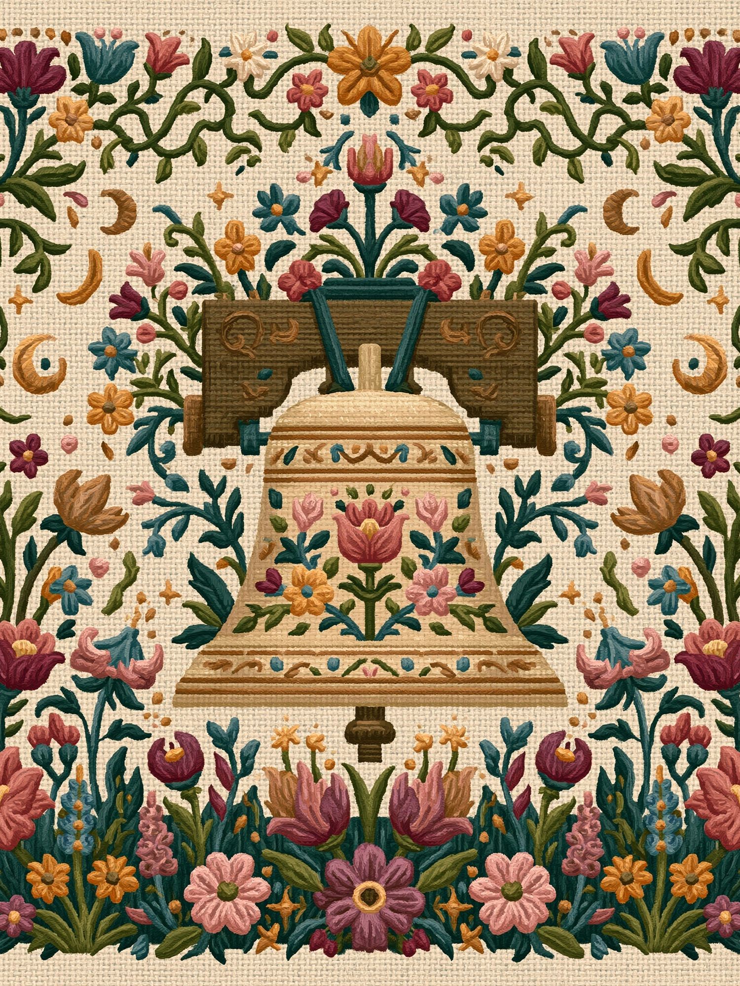 Floral Bell Embroidery Print. poster detail