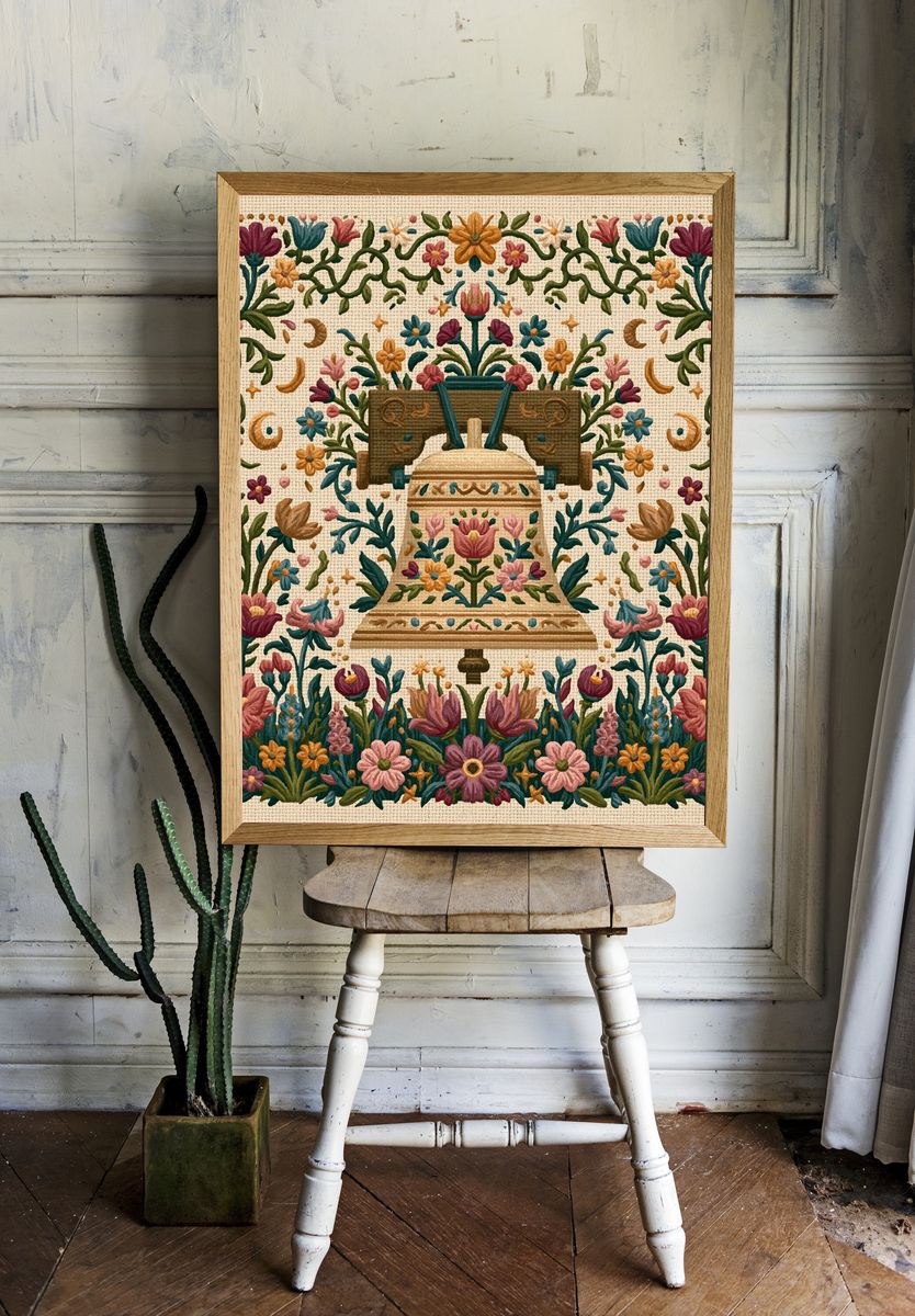Floral Bell Embroidery Print. — room view 1