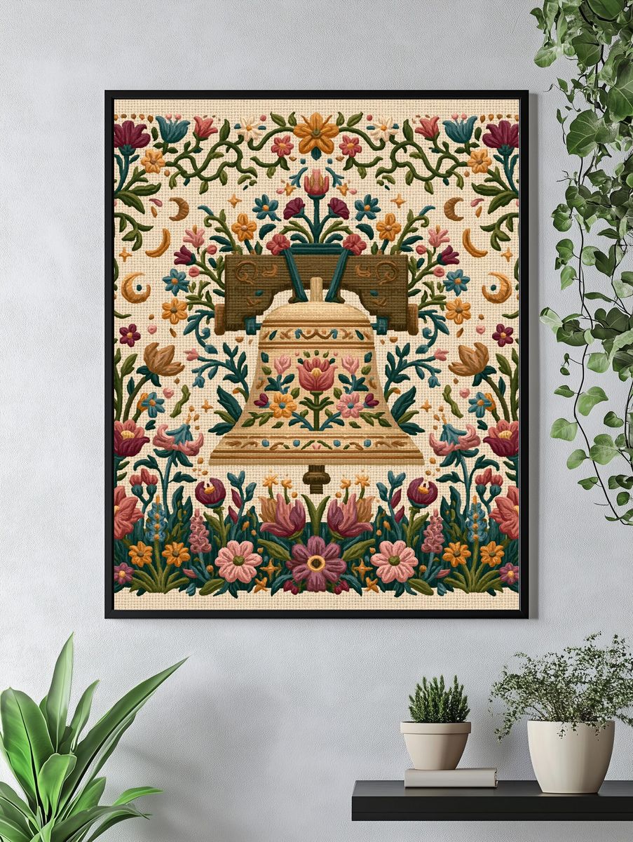 Floral Bell Embroidery Print. — room view 4
